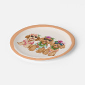 Hawaiian Goldendoodle Dogs Flower Lei ペーパープレート (アングル)