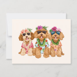Hawaiian Goldendoodle Dogs Flower Lei ポストカード