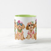 Hawaiian Goldendoodle Dogs Flower Lei マグカップ (中央)