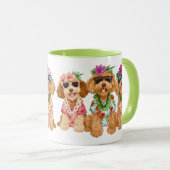 Hawaiian Goldendoodle Dogs Flower Lei マグカップ (正面右)