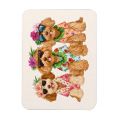 Hawaiian Goldendoodle Dogs Flower Lei マグネット (縦)