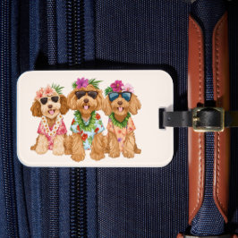 Hawaiian Goldendoodle Dogs Flower Lei ラゲッジタグ