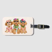 Hawaiian Goldendoodle Dogs Flower Lei ラゲッジタグ (正面横)