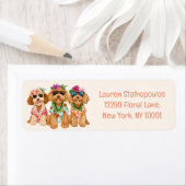 Hawaiian Goldendoodle Dogs Flower Lei ラベル (インサイチュ)