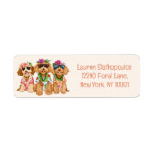 Hawaiian Goldendoodle Dogs Flower Lei ラベル (正面)