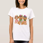 Hawaiian Goldendoodle Dogs Flower Lei Tシャツ (正面)