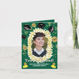 Hawaiian Graduation Party Lei Photo Invitation カード
