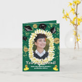Hawaiian Graduation Party Lei Photo Invitation カード (黄色い花)