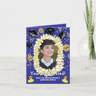 Hawaiian Graduation Party Lei Photo Invitation カード