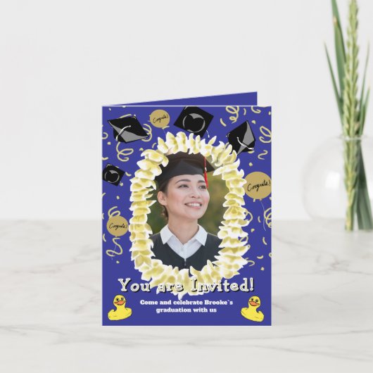 Hawaiian Graduation Party Lei Photo Invitation カード (正面)