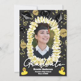 Hawaiian Graduation Plumeria Lei Confetti Photo カード