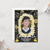 Hawaiian Graduation Plumeria Lei Confetti Photo カード (正面/裏面インサイチュ)