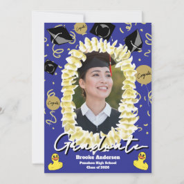 Hawaiian Graduation Plumeria Lei Confetti Photo カード