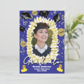 Hawaiian Graduation Plumeria Lei Confetti Photo カード (スタンド正面)