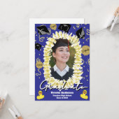 Hawaiian Graduation Plumeria Lei Confetti Photo カード (正面/裏面インサイチュ)