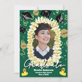 Hawaiian Graduation Plumeria Lei Confetti Photo カード