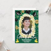 Hawaiian Graduation Plumeria Lei Confetti Photo カード (正面/裏面インサイチュ)