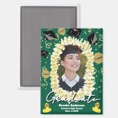 Hawaiian Graduation Plumeria Lei Confetti Photo マグネット (正面/裏面)