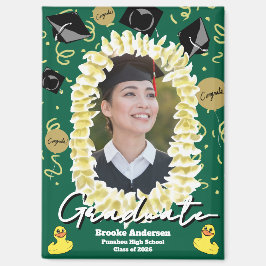 Hawaiian Graduation Plumeria Lei Confetti Photo マグネット