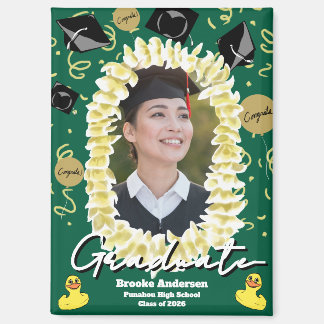 Hawaiian Graduation Plumeria Lei Confetti Photo マグネット
