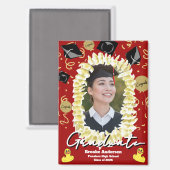 Hawaiian Graduation Plumeria Lei Confetti Photo Ma マグネット (正面/裏面)