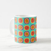 Hawaiian Guava and Lilikoi Pattern Mug Teal コーヒーマグカップ (正面左)
