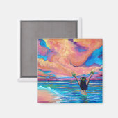 Hawaiian Hula Girl at Sunrise Magnet マグネット (正面/裏面)