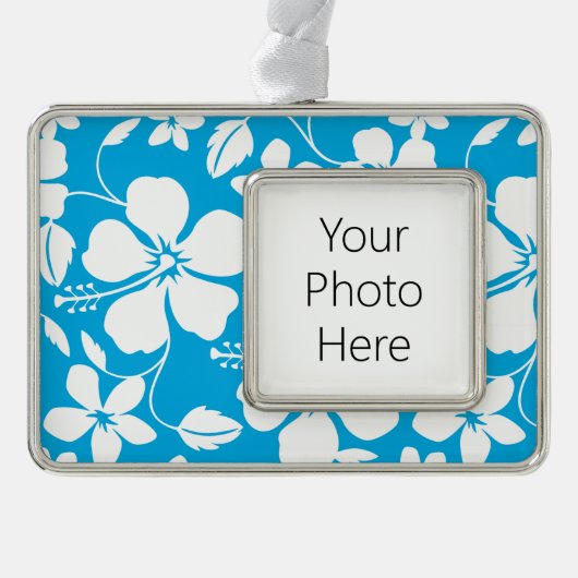 HAWAIIAN HULA (HIBISCUS) BLUE シルバープレートフレームオーナメント (正面)