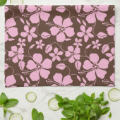 HAWAIIAN HULA (HIBISCUS) BROWN/PINK キッチンタオル (折り畳み)