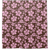 HAWAIIAN HULA (HIBISCUS) BROWN/PINK シャワーカーテン (正面)