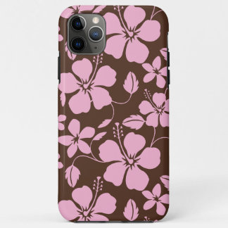 HAWAIIAN HULA (HIBISCUS) BROWN/PINK iPhone 11 PRO MAXケース