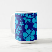 HAWAIIAN HULA (HIBISCUS) DARK/LIGHT BLUE コーヒーマグカップ (正面左)
