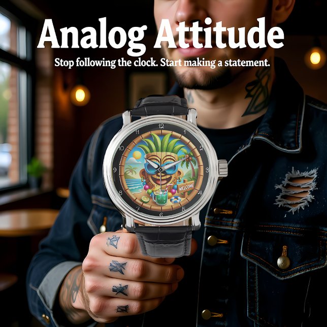 Hawaiian Hut Welcome: Tropical Beach 腕時計 (クリエイターアップロード済み)