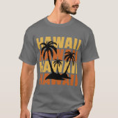Hawaiian Islands Surf Style Palm Trees Beach print Tシャツ (正面)