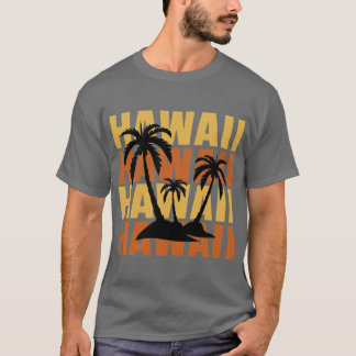 Hawaiian Islands Surf Style Palm Trees Beach print Tシャツ