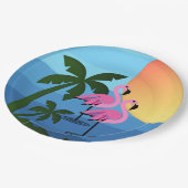 Hawaiian Luau Party Flamingo Palm Trees ペーパープレート (アングル)