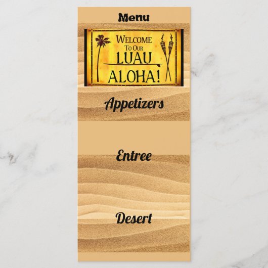 Hawaiian Luau Party or Wedding Flat Menu メニュー (正面)