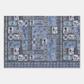 Hawaiian Paddleman Petroglyph Tapa Gift Wrap ラッピングペーパーシート (正面3)
