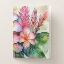 Hawaiian Pink Plumeria and Ginger Pocket Folder