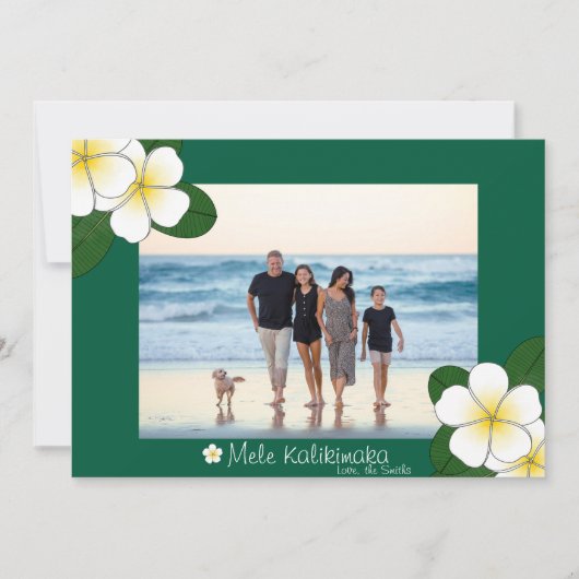 Hawaiian Plumeria Christmas Mele Kalikimaka Card シーズンカード (正面)