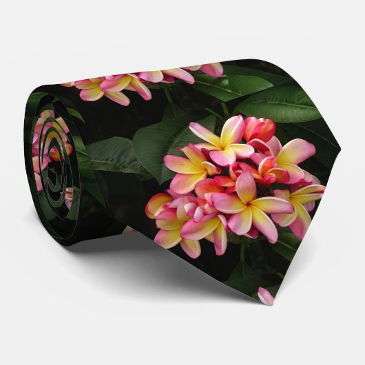 Hawaiian Plumeria Flowers Men's Necktie ネクタイ (ロール)