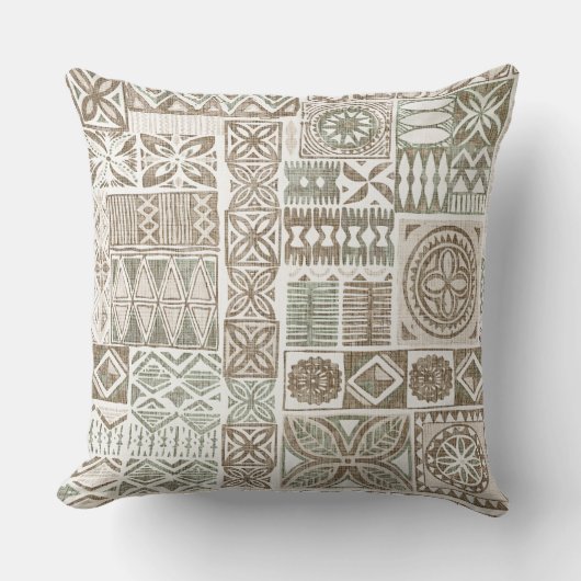 hawaiian print tapa throw pillow クッション (正面)