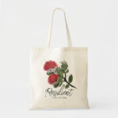 Hawaiian Red Lehua Flower Watercolor Resilience トートバッグ (正面)