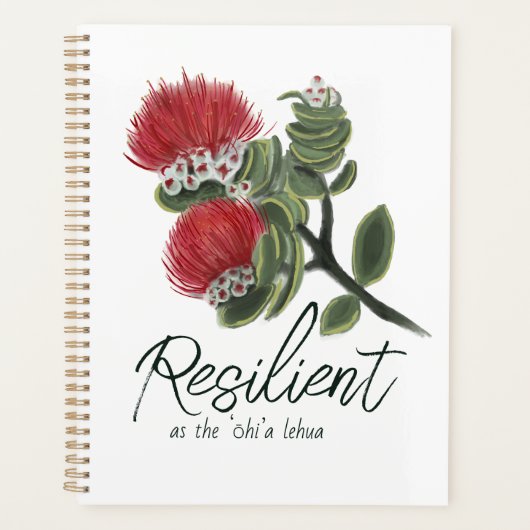 Hawaiian Red Lehua Flower Watercolor Resilience プランナー手帳 (正面)