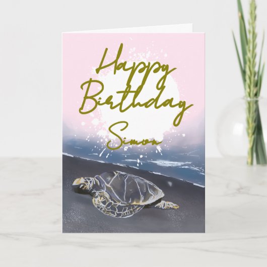 Hawaiian Sea Turtle Birthday Card カード (正面)