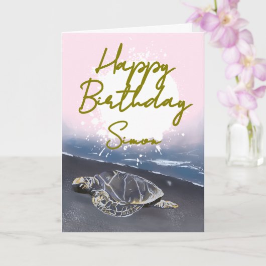 Hawaiian Sea Turtle Birthday Card カード (蘭)
