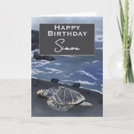 Hawaiian Sea Turtle Personalized Birthday Card カード
