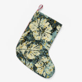 Hawaiian style hibiscus fabric with tribal backgro スモールクリスマスストッキング (正面 (吊り時))