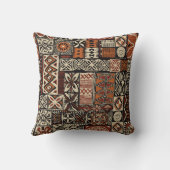 Hawaiian style tapa tribal fabric abstract patchwo クッション (裏面)