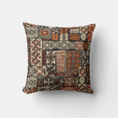 Hawaiian style tapa tribal fabric abstract patchwo クッション (正面)